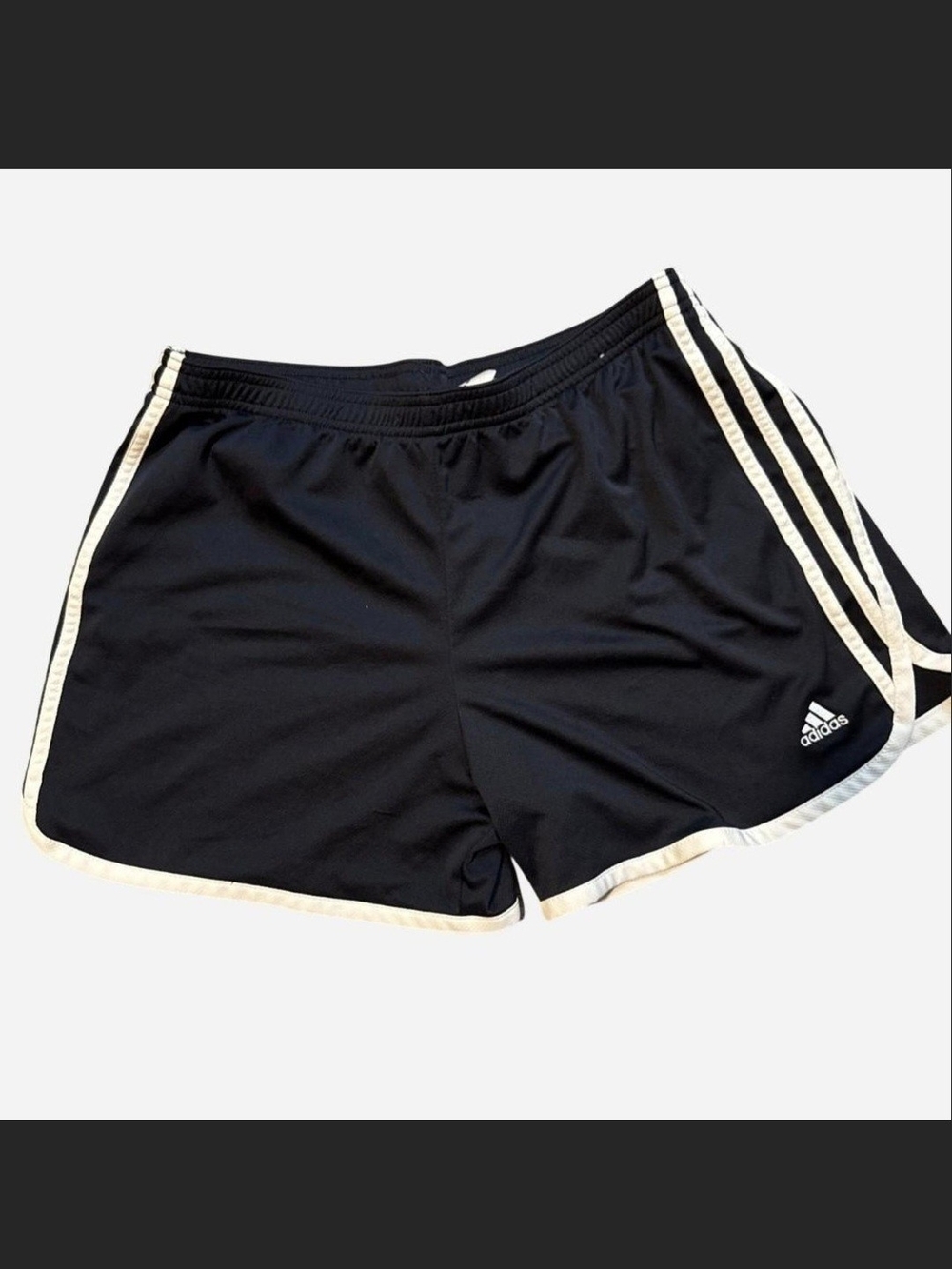 Vintage adidas Black Athletic Shorts with White Trim~Med.